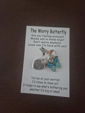 The Worry Butterfly Blue & Teal Enamel Charm Pendant